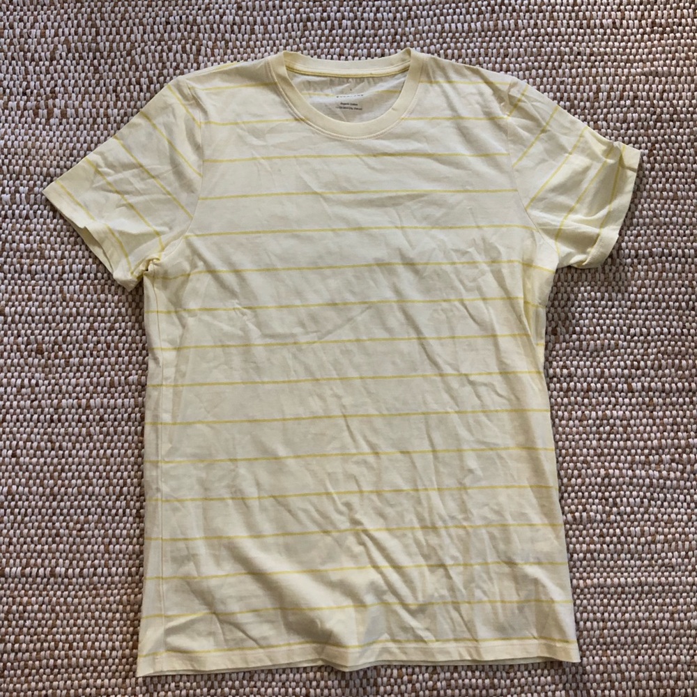 Everlane Organic Crew T-shirt - Yellow Stripe - L